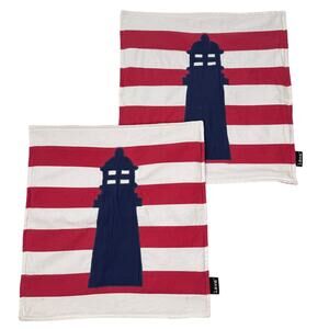 Lava Lighthouse Pillow Covers Set Nautical Coastal Americana 17.5 x 18.5